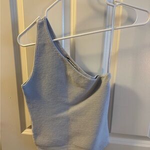 Abercrombie & Fitch One-Shoulder Ribbed Tank - Light Blue